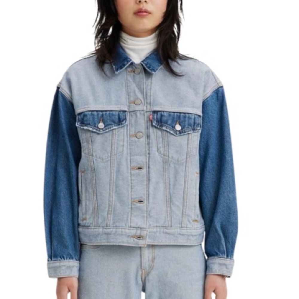 Levi's Women's Inside Out 90's Two Toned Denim Trucker Jean Jacket Sz M